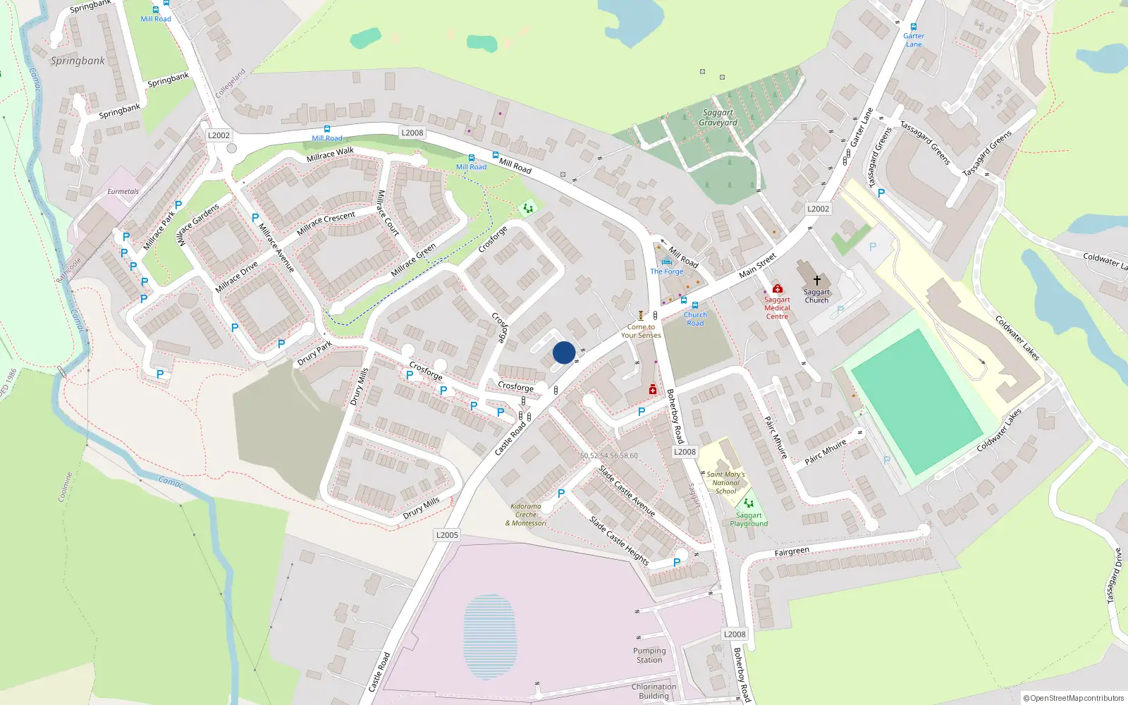 Overhead map showing the location of Apt 6 Millhouse, Castle Road, Saggart