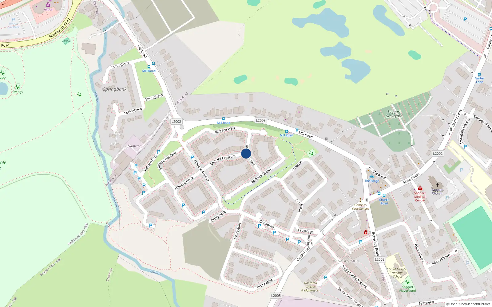 Overhead map showing the location of Apt 6 Ragstore, Millrace Court, Saggart