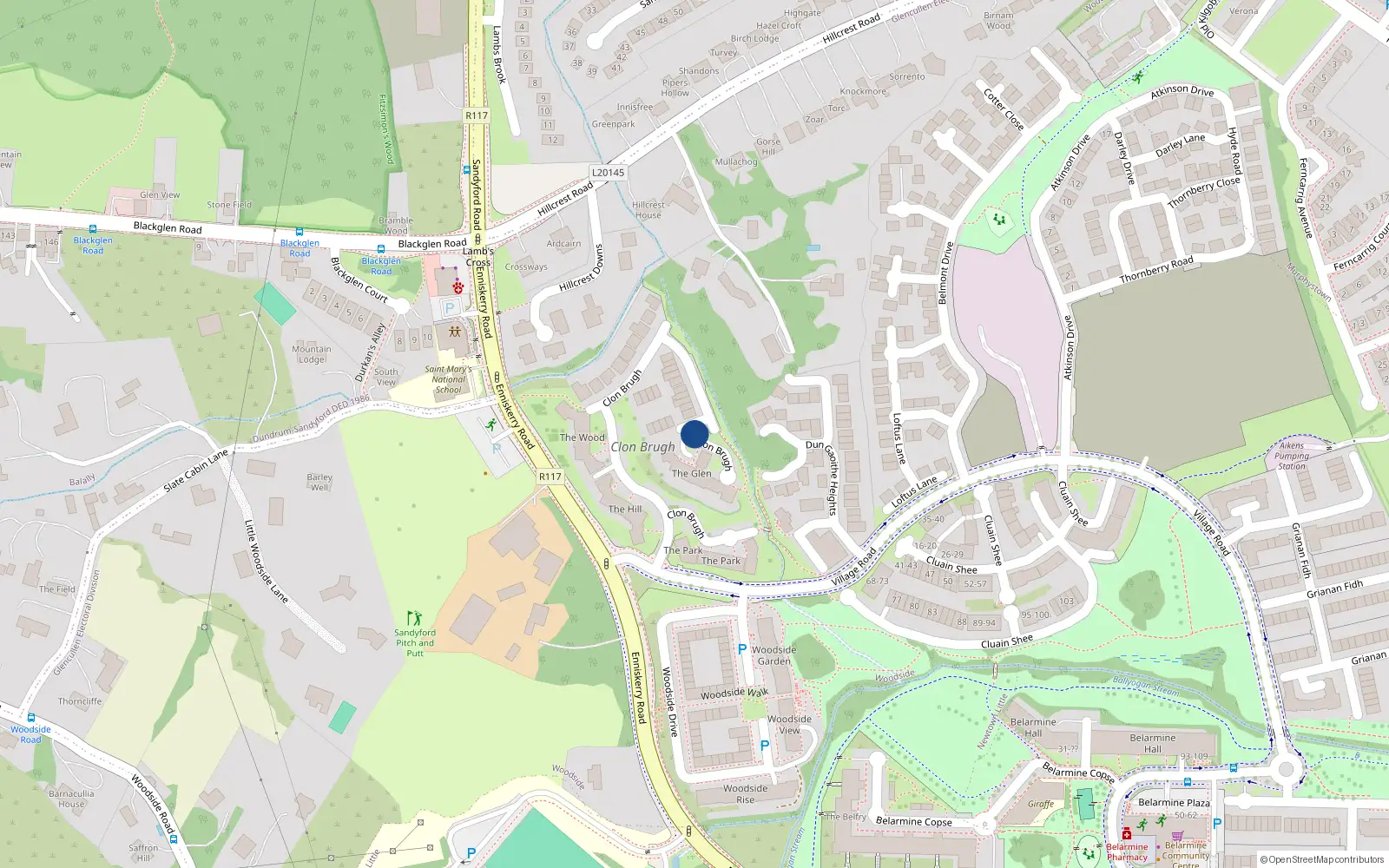 Overhead map showing the location of Apt 6 the Hill, Clon Brugh, Sandyford Dublin