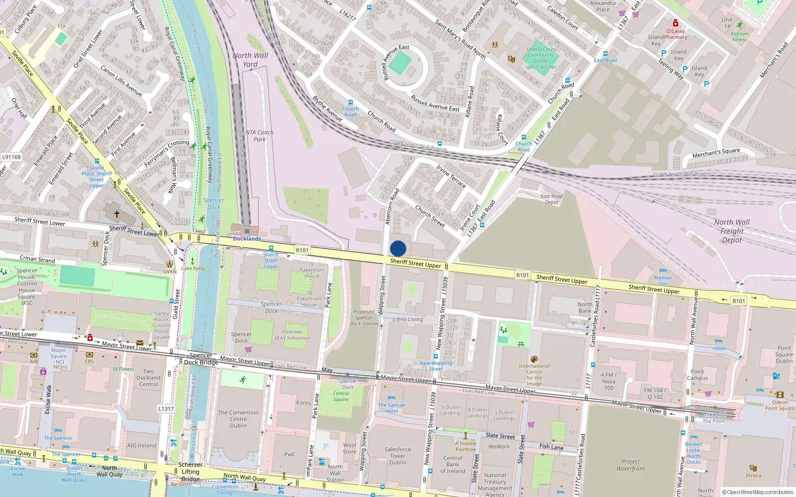 Overhead map showing the location of Apt 63 Block E, The Stockyard, The Steelworks Dublin 1