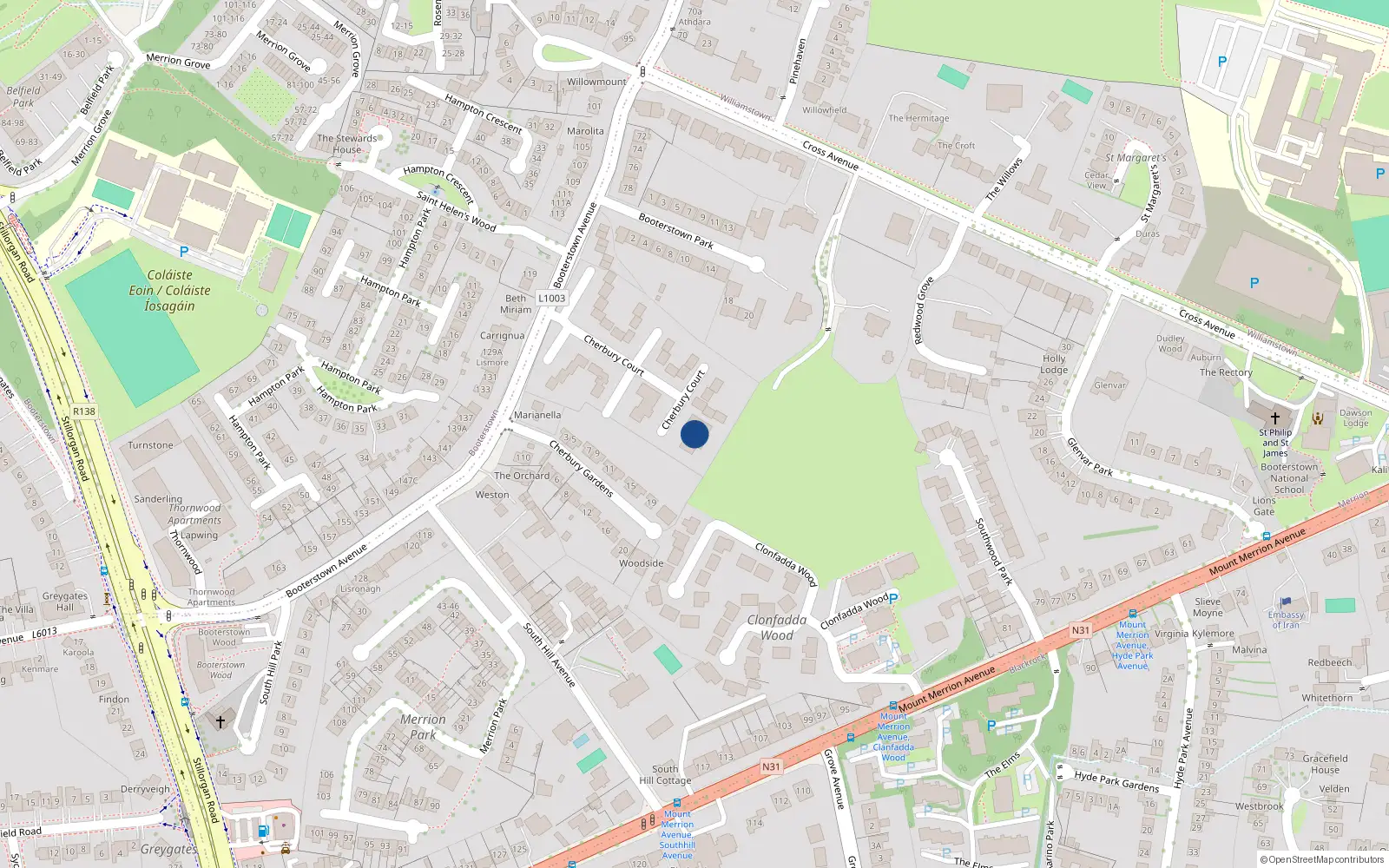 Overhead map showing the location of Apt 69 Cherbury Court, Booterstown Avenue, Blackrock