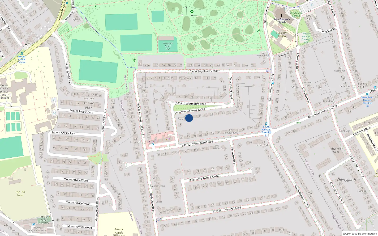 Overhead map showing the location of Apt 7 Cedarmount Road, Mount Merrion, 7 Cedarmount Road, Blackrock
