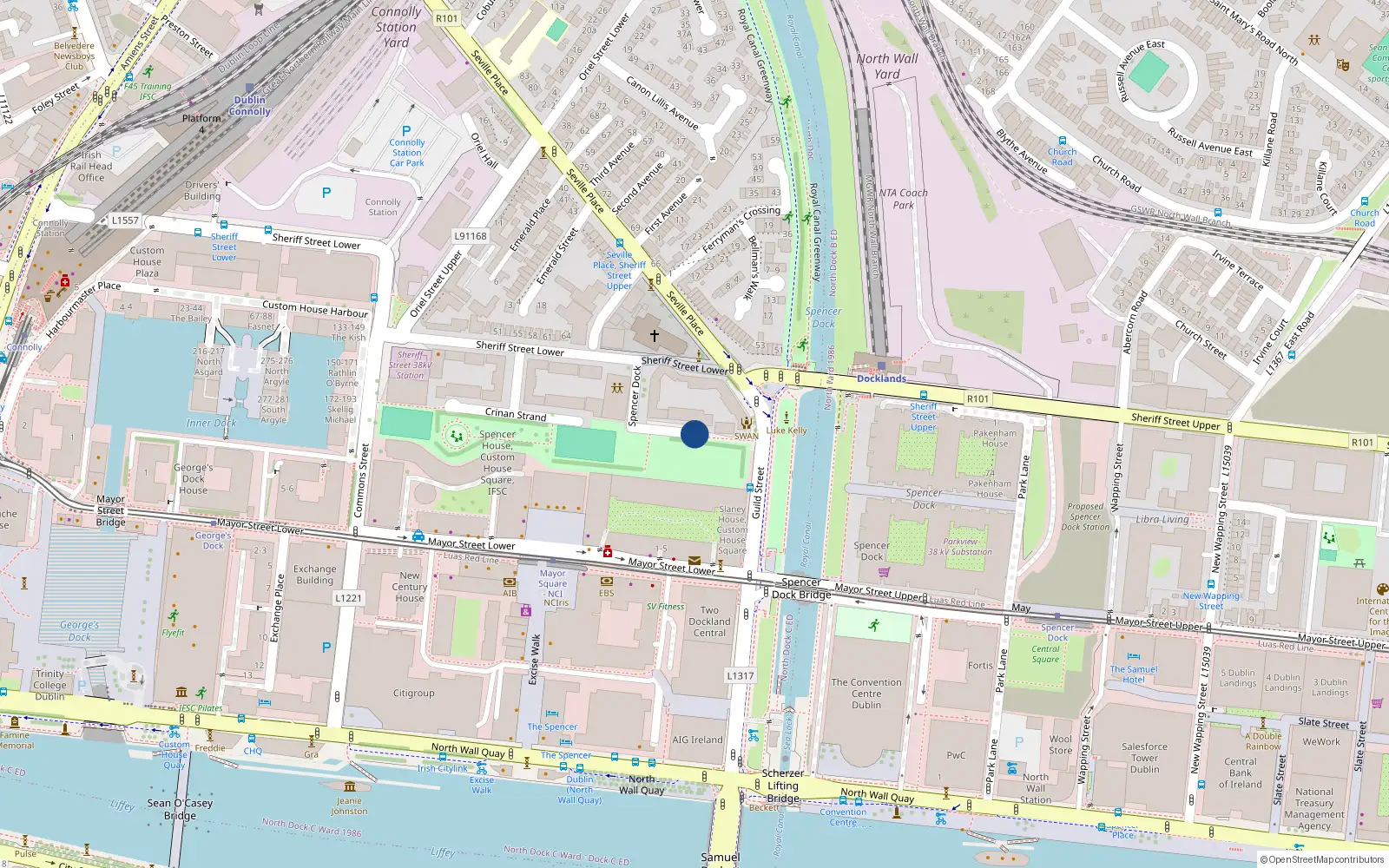 Overhead map showing the location of Apt 7 Cloncurry House, Spencer Dock, Dublin 1