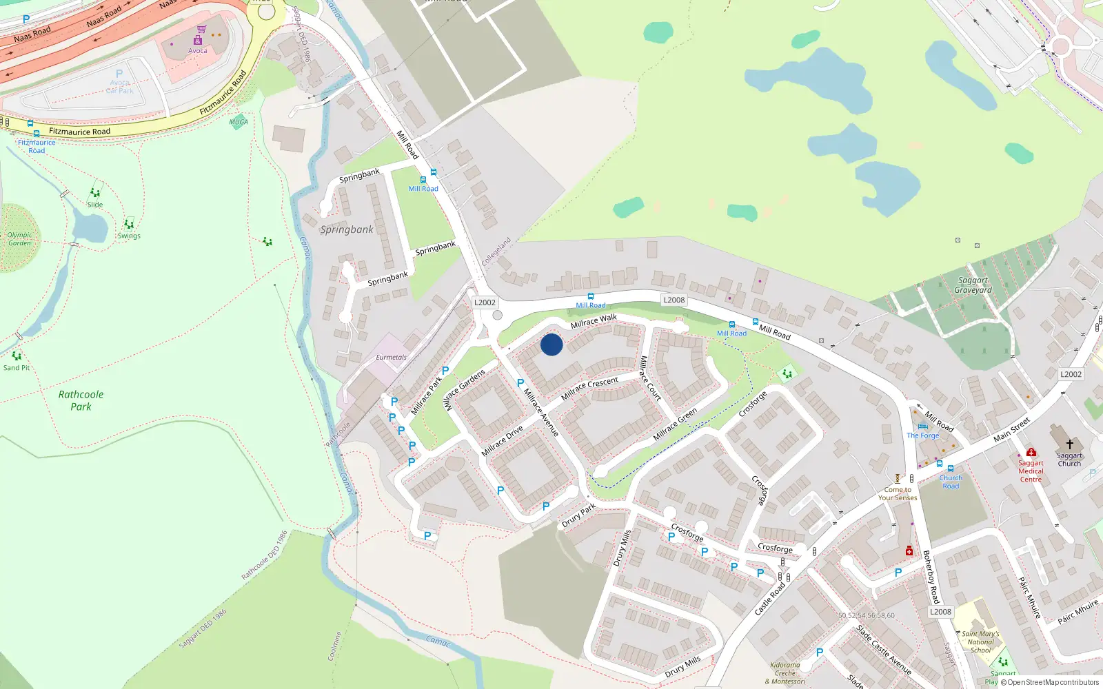 Overhead map showing the location of Apt 7 Millrace Walk, Saggart, 7 Millrace Walk, Saggart