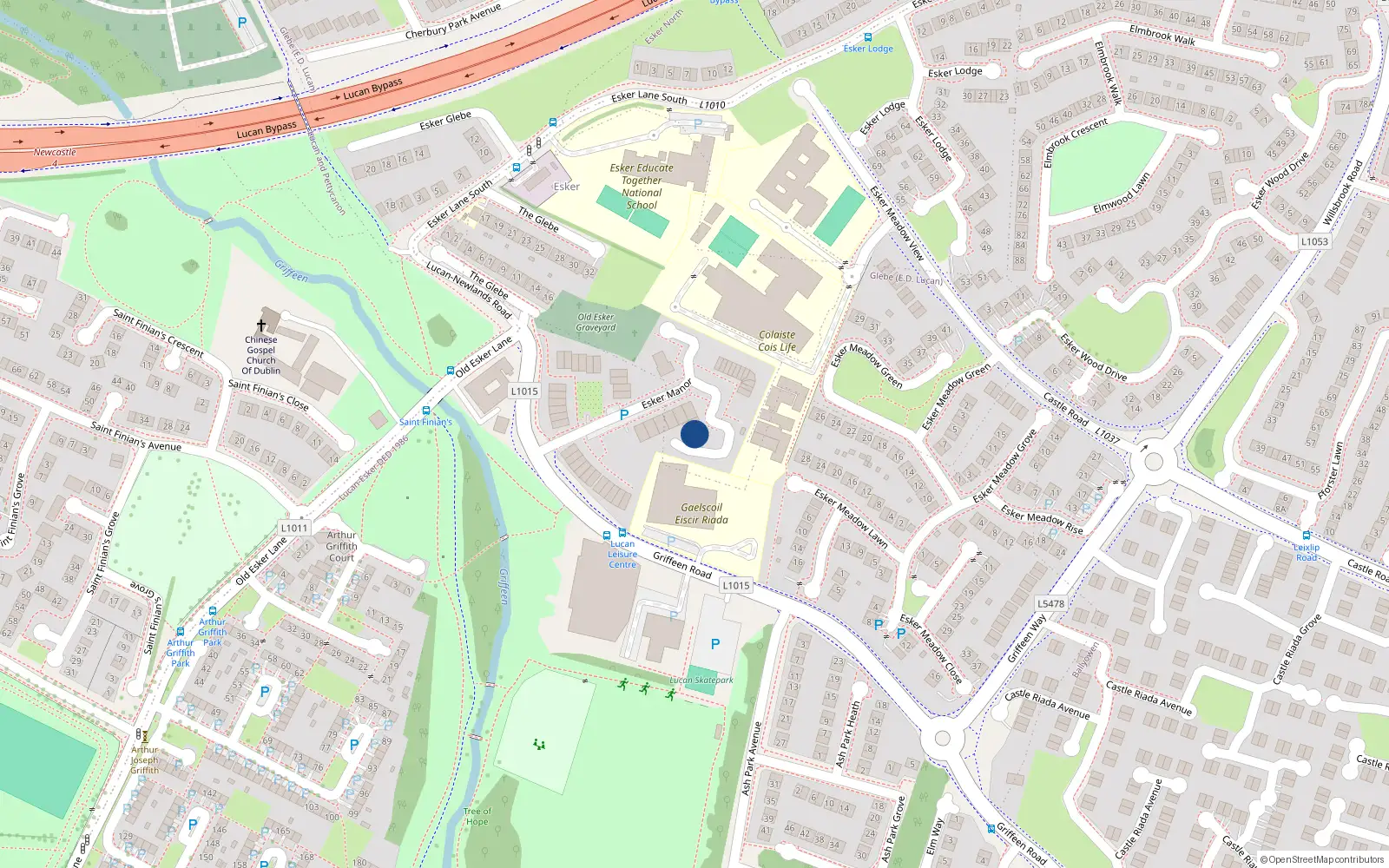 Overhead map showing the location of Apt 72 - Esker Manor, Lucan, Co Dublin