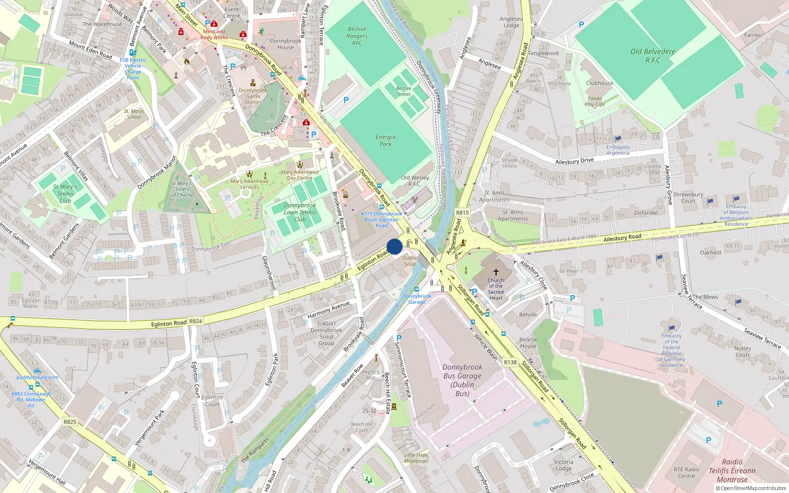 Overhead map showing the location of Apt 76 the Eglinton, Donnybrook Castle, Eglinton Road, Donnybrook