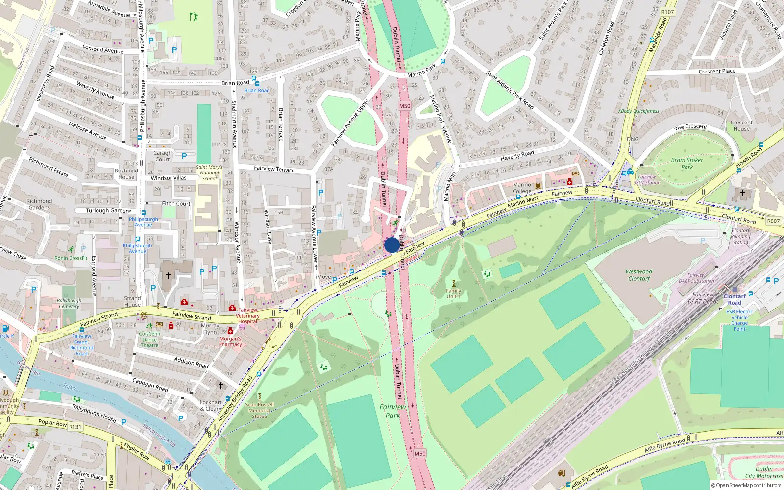 Overhead map showing the location of Apt 8, 12 Merville Avenue, Fairview