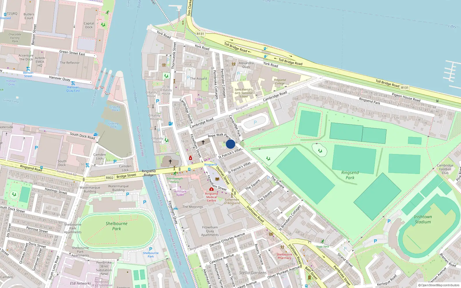 Overhead map showing the location of Apt 8, Ropewalk Place, Ringsend Dublin 4
