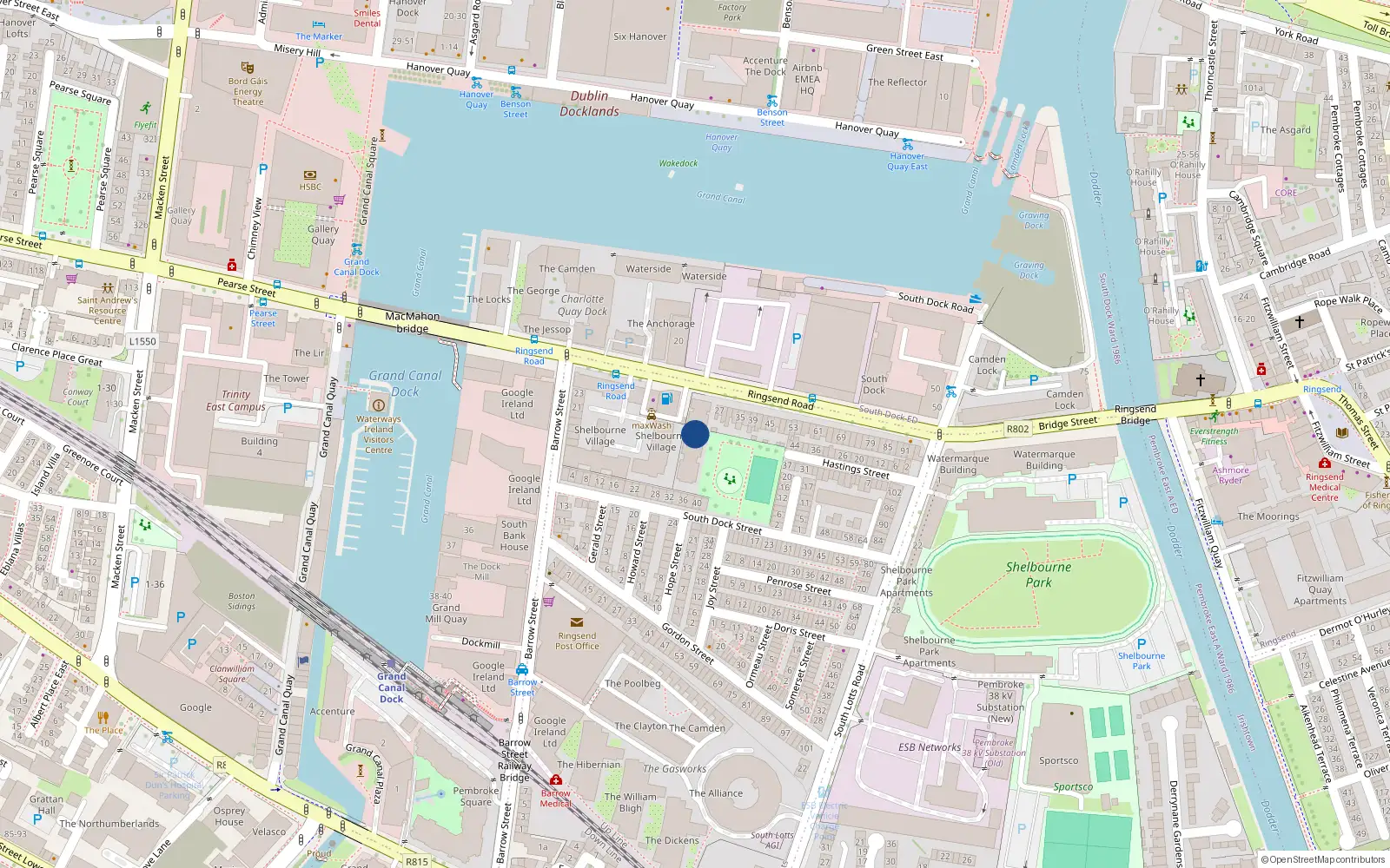 Overhead map showing the location of Apt 8, Shelbourne Park Mews, Ringsend Road, Ringsend Road Dublin 4