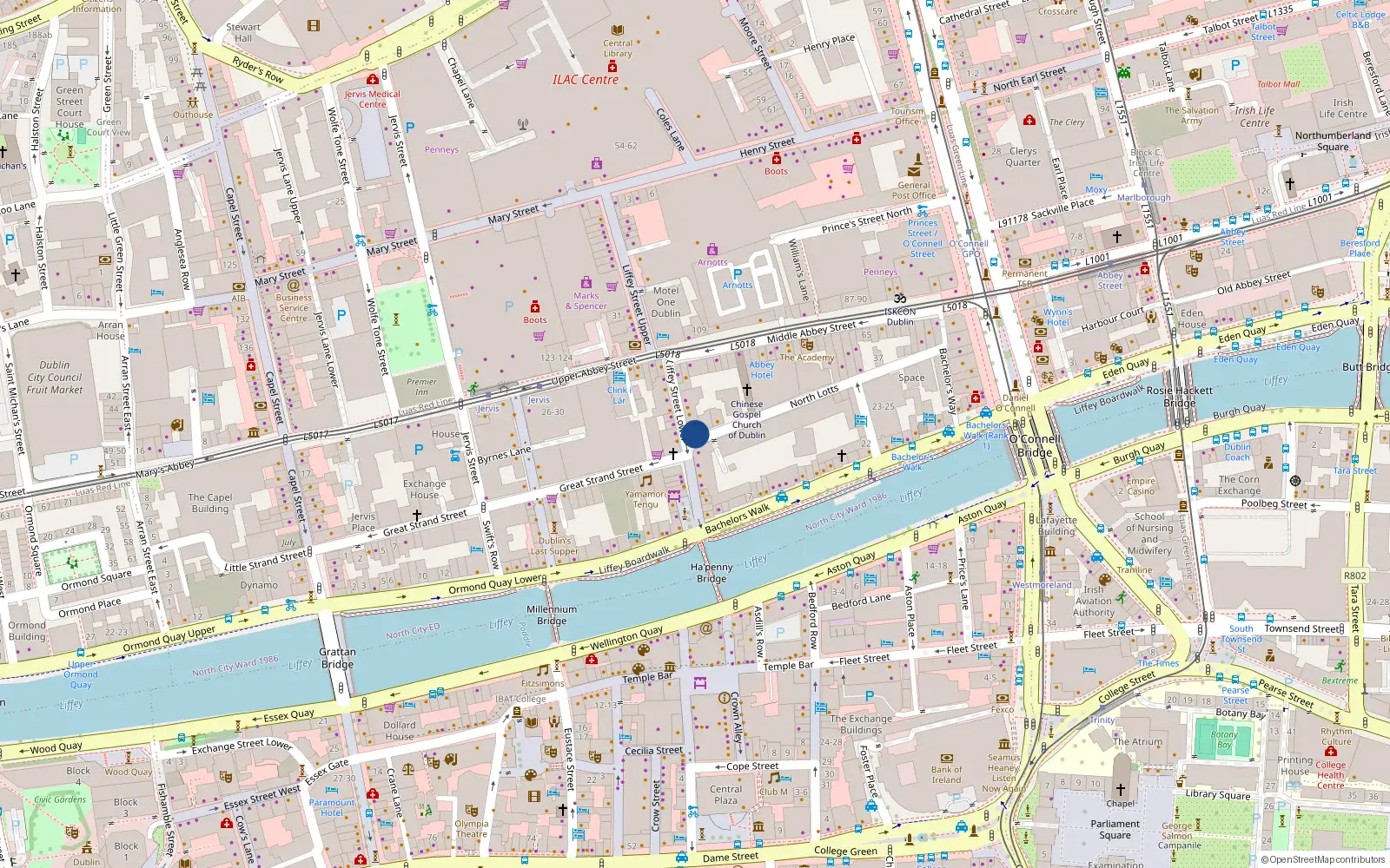 Overhead map showing the location of Apt 8, The Lotts, Lotts Lane Dublin 1