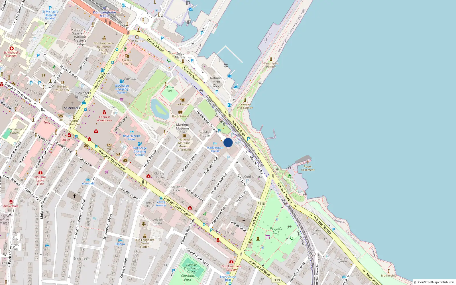 Overhead map showing the location of Apt 8 the Pierre, Victoria Terrace, Dun Laoghaire