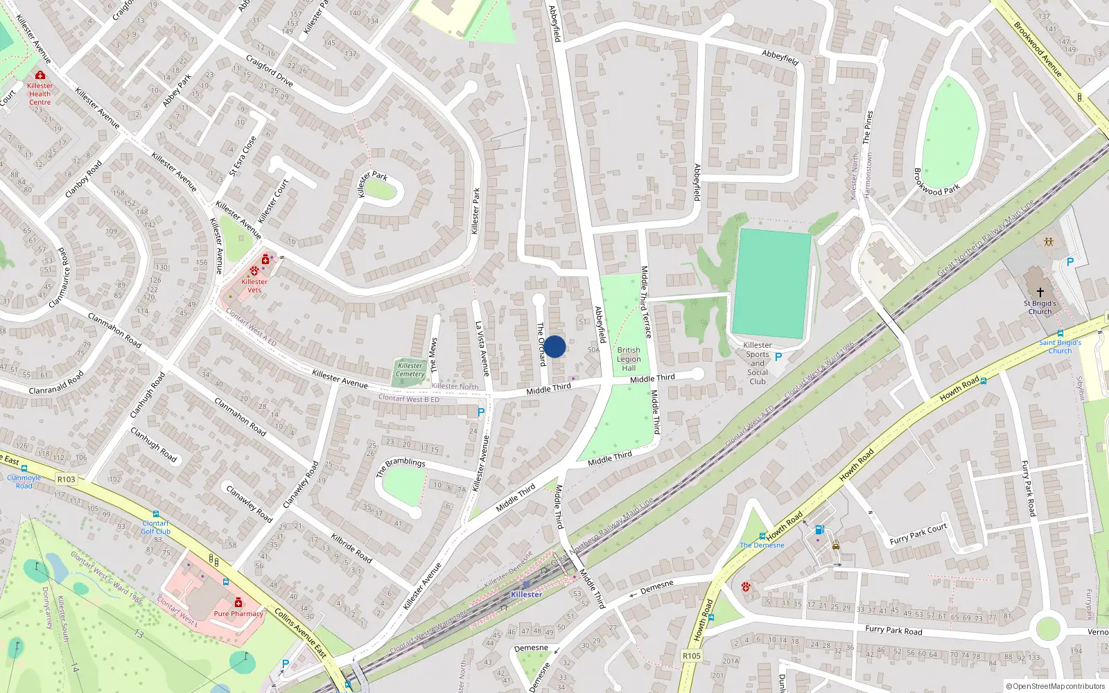 Overhead map showing the location of Apt 8, Three Garange Lodge Avenue, Clongriffin Dublin 13