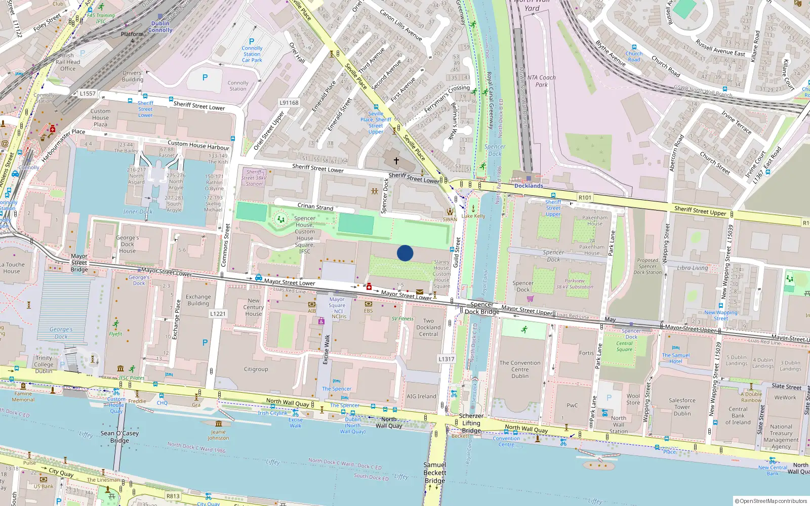 Overhead map showing the location of Apt 80 Moy House, Custom House Square, Ifsc Dublin 1