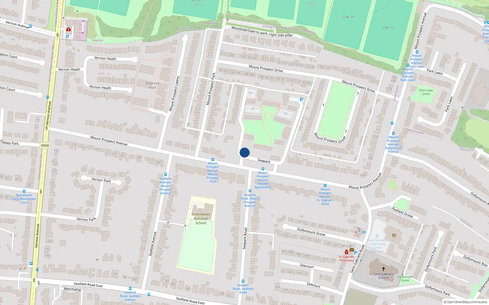 Overhead map showing the location of Apt 88, Seapark, Mount Prospect Avenue Dublin 3