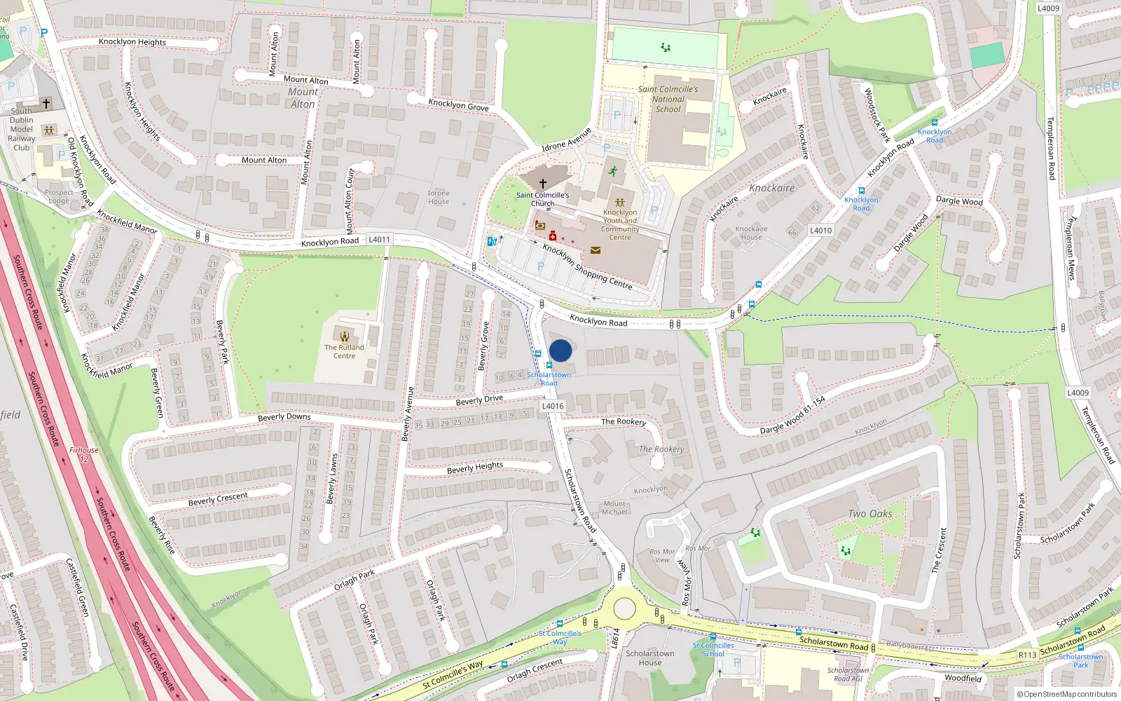 Overhead map showing the location of Apt. 9 Garthy Wood, 21 Knocklyon Road, Dublin 16
