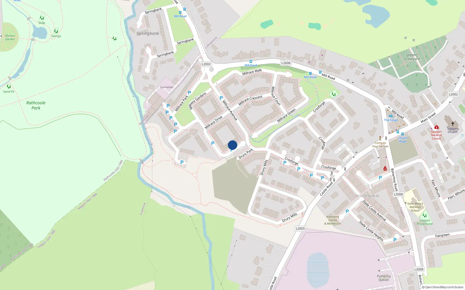 Overhead map showing the location of Apt 9 Millrace View, Saggart, 9 Millrace View, Saggart