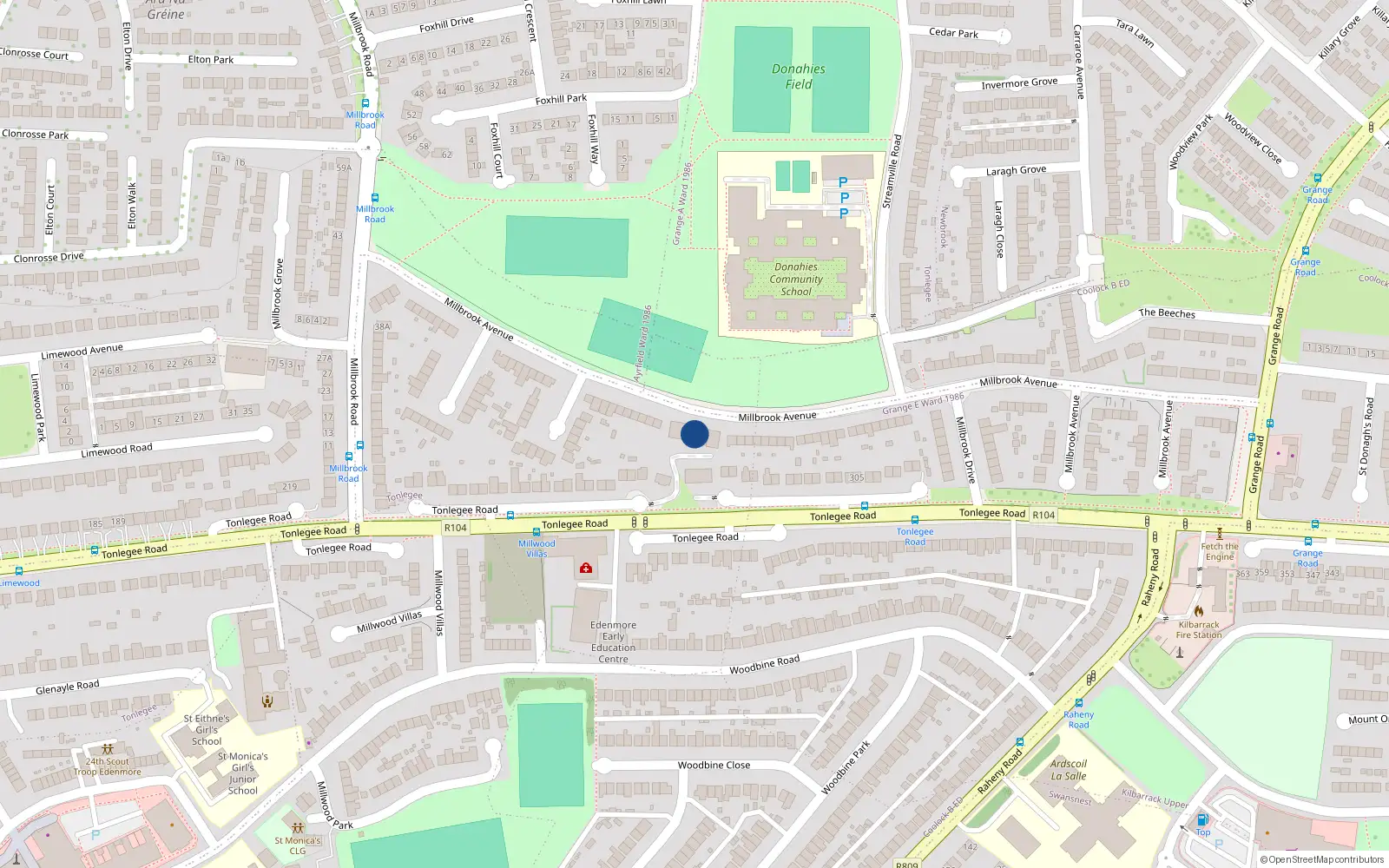 Overhead map showing the location of Apt 9 the Gables, Grangeview, 9 The Gables, Dublin 5