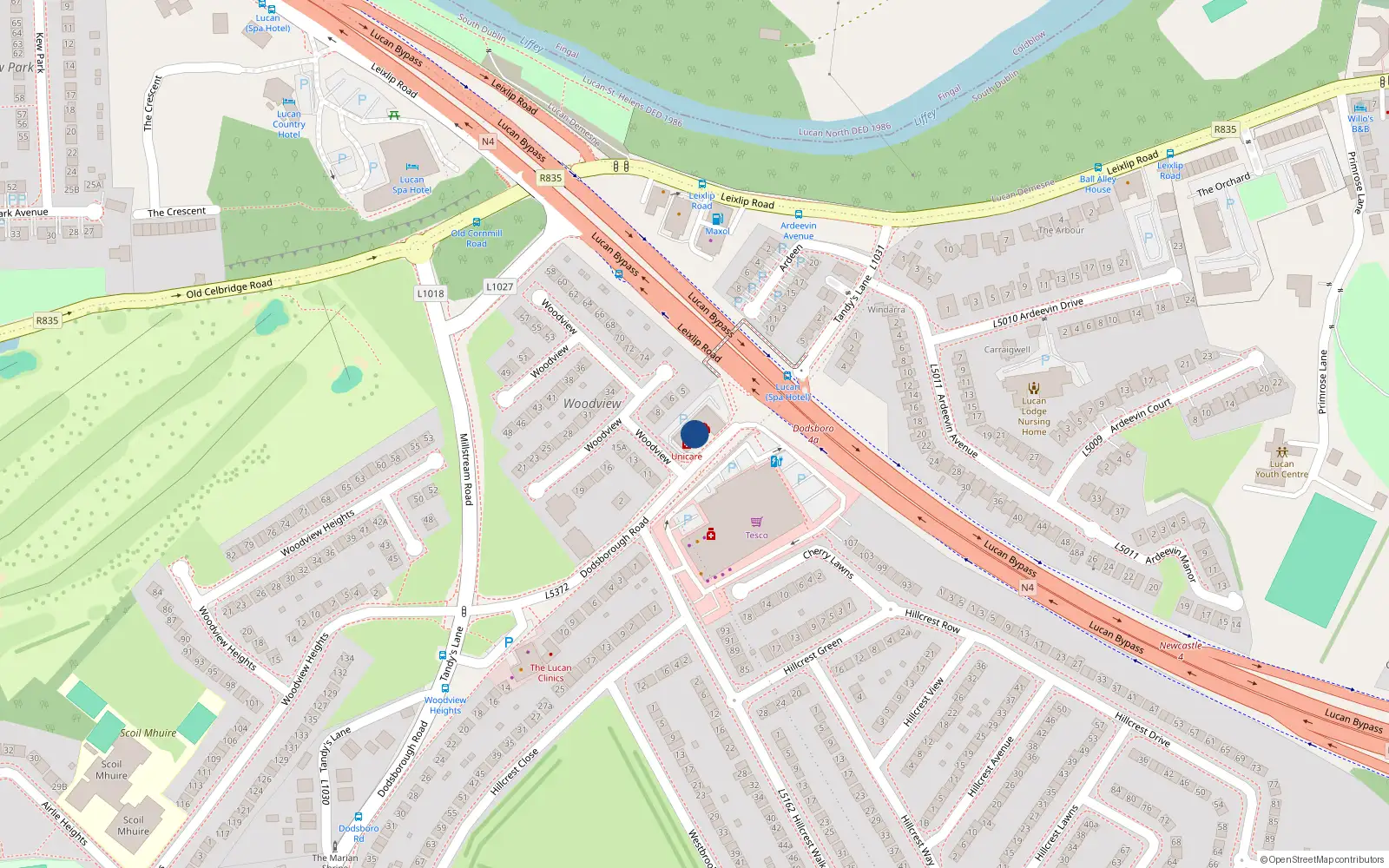 Overhead map showing the location of Apt 9 Woodview Court, Doddsbrough Road, Lucan