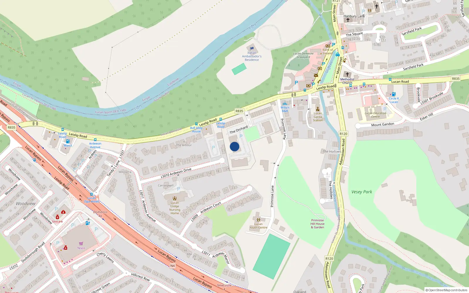 Overhead map showing the location of Apt 97 the Sarsfield, The Old Orchard, Lucan