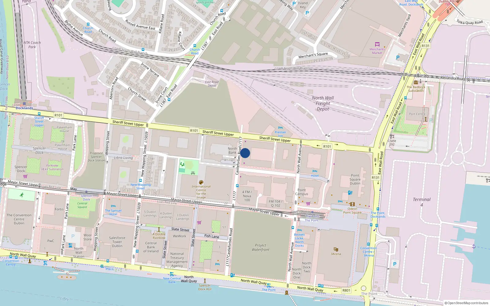 Overhead map showing the location of Apt 99 Block C, Castleforbes Square, Castleforbes Road
