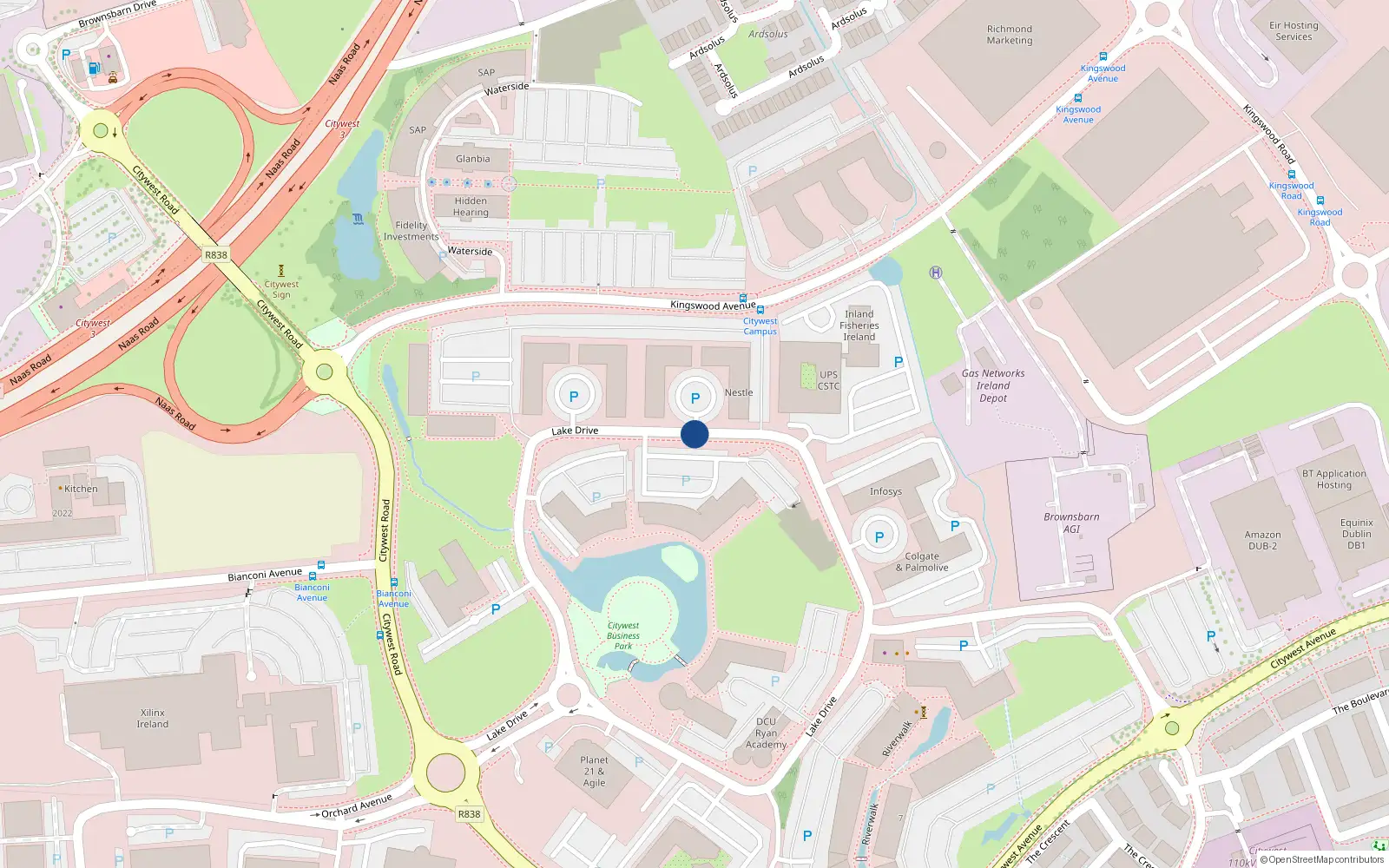 Overhead map showing the location of Apt 99 Reception Block, Westpark Apts, Citywest