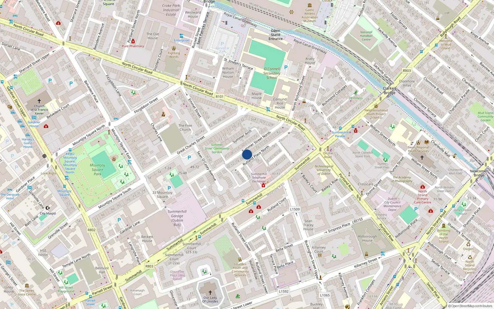 Overhead map showing the location of Apt A 35 North Summer St, Dublin 1, 35 Summer Street North, Dublin 1