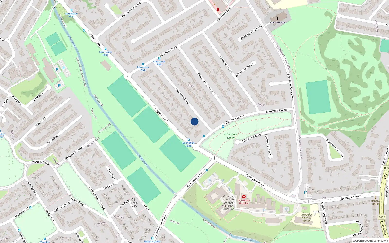 Overhead map showing the location of Apt at 5 Edenmore Shopping Centre, Raheny, 5 Edenmore Drive, Dublin 5
