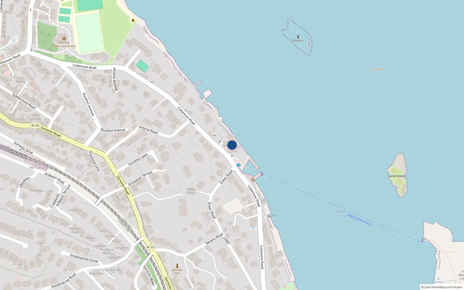 Overhead map showing the location of Dalkey Commons, Dublin, Co. Dublin