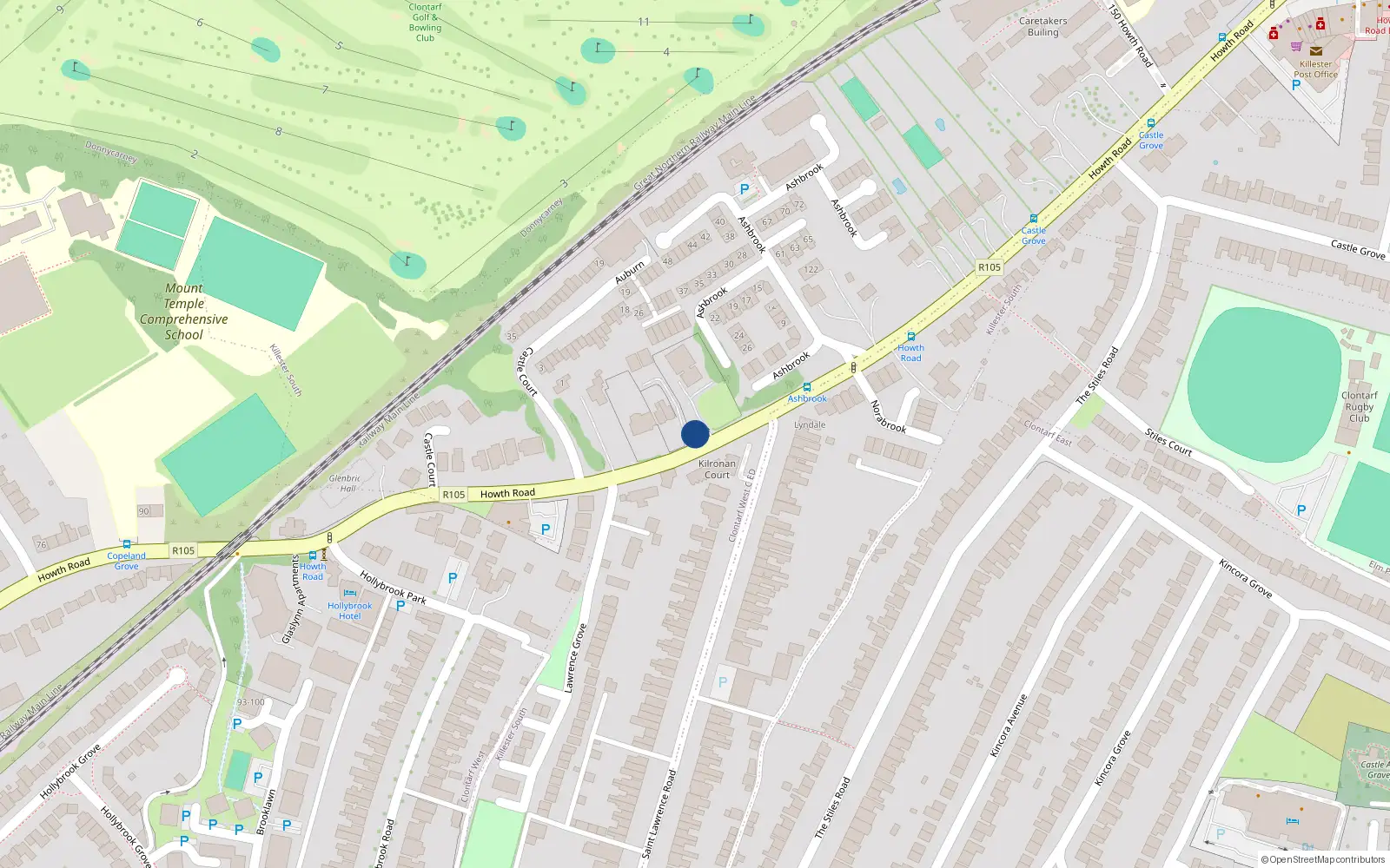 Overhead map showing the location of Apt. No. 1 Auburn, 118 Howth Road, Dublin 3