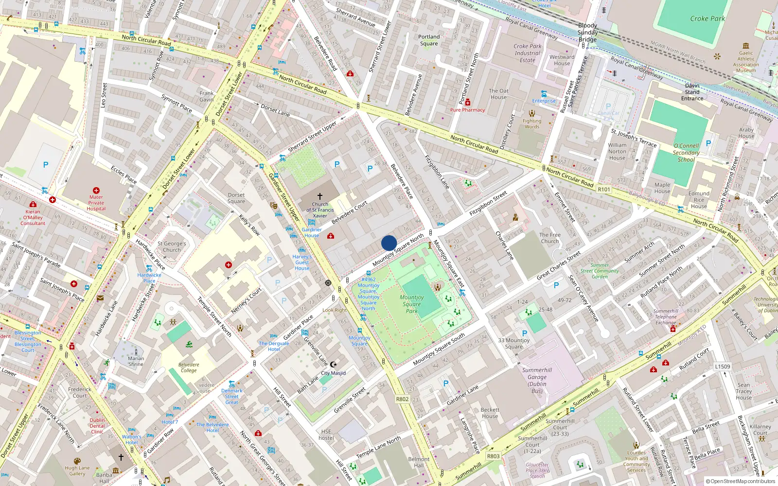 Overhead map showing the location of Apt.10 Mountjoy Square, Dublin 1, 10 Mountjoy Square, Dublin 1