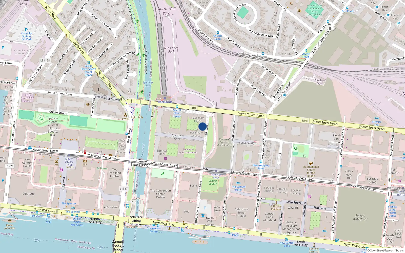Overhead map showing the location of Apt.15 - Pakenham House, Spencer Dock, Dublin 1