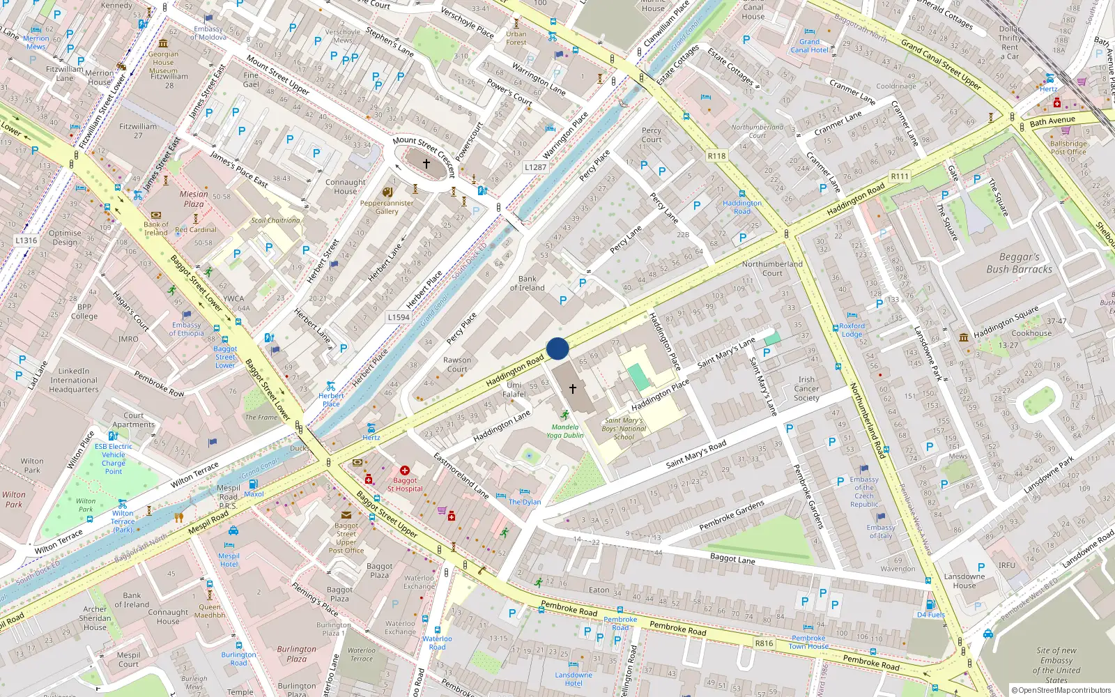 Overhead map showing the location of Apt.19 - Cranmer Place, Haddington Road, Ballsbridge