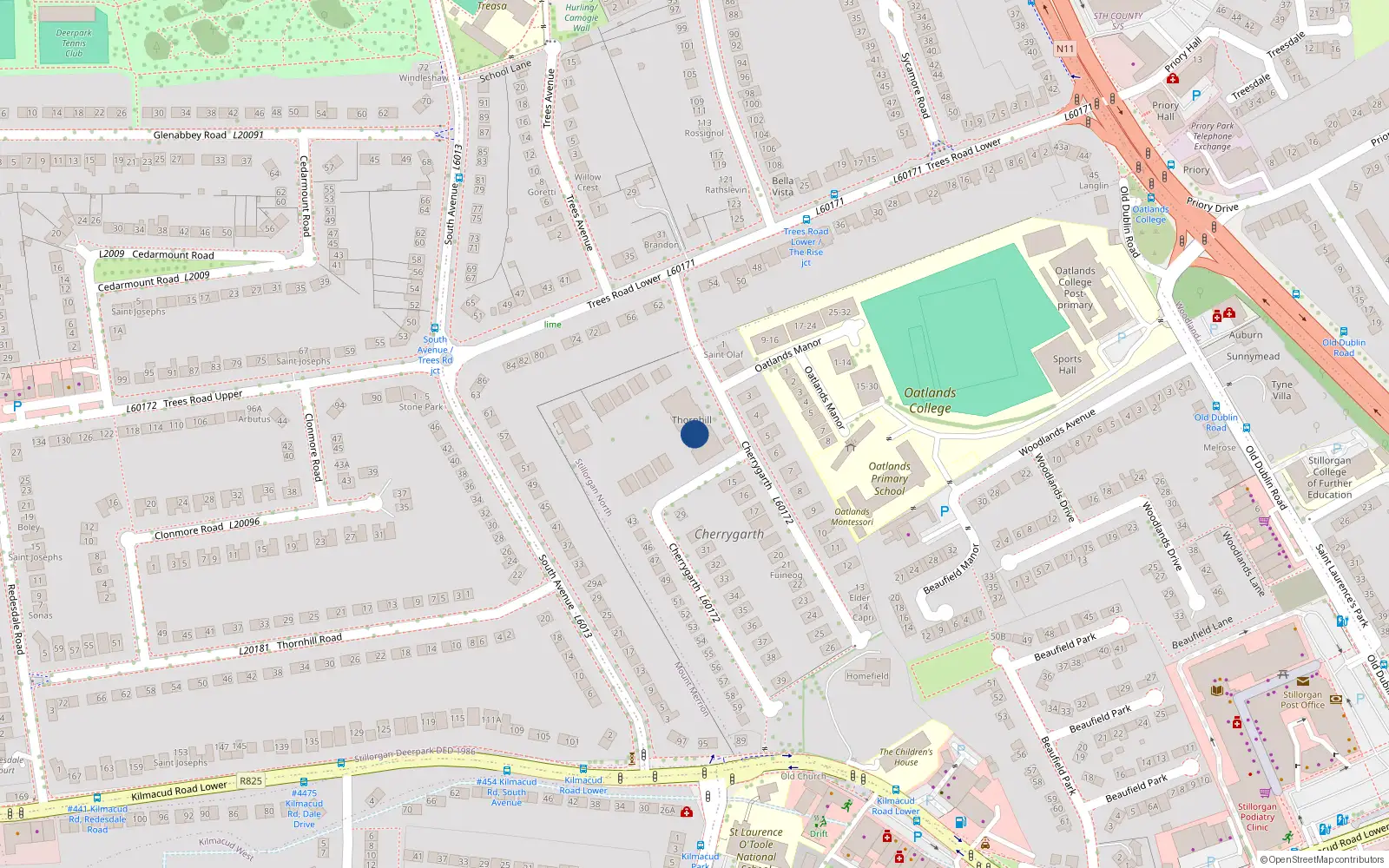 Overhead map showing the location of Apt.28 - Thornhill Oaks, Cherry Garth - Mount Merrion, Blackrock