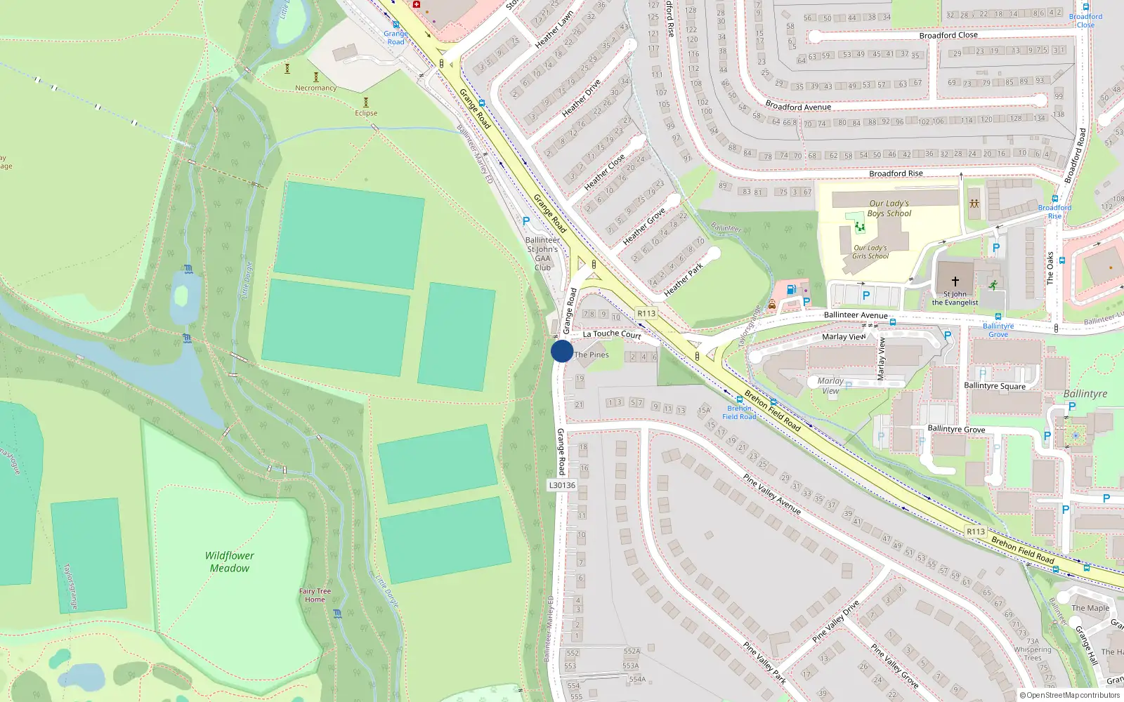 Overhead map showing the location of Apt.49 Kingston Hall, Grange Road, Ballinteer