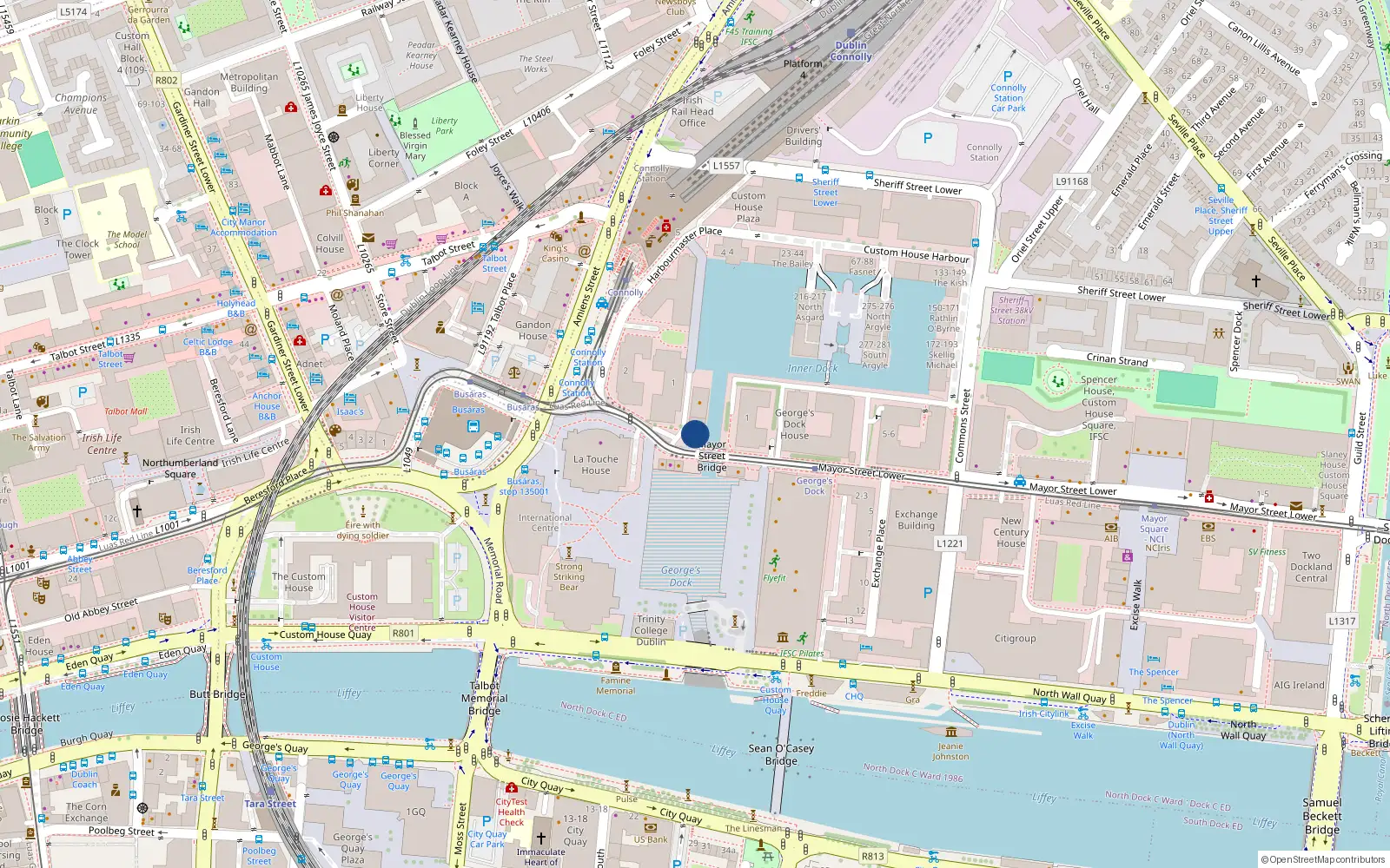 Overhead map showing the location of Aptment 48, Harbour Master Square, Ifsc Dublin1