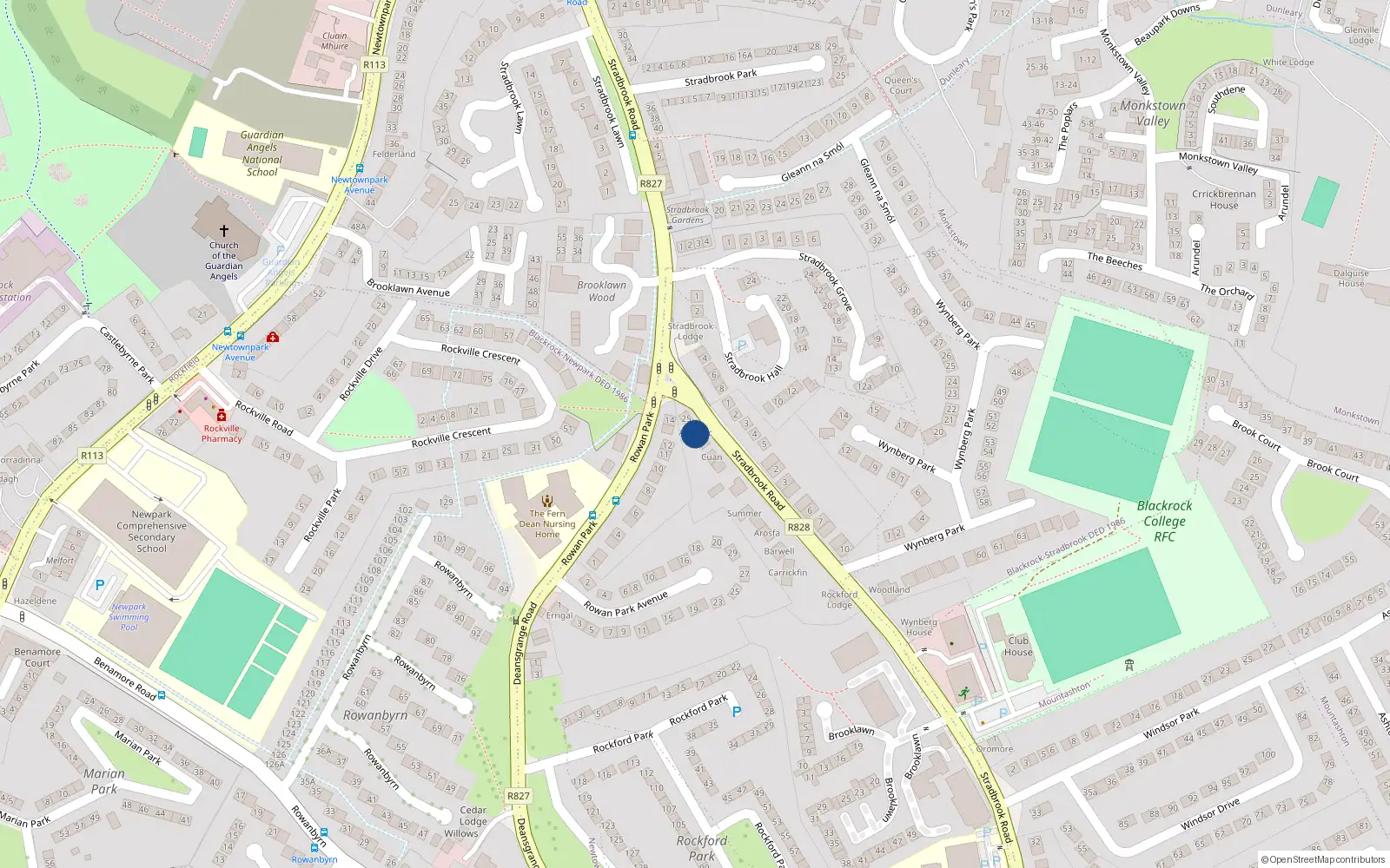 Overhead map showing the location of Newtown Castlebyrn, Dublin, Co. Dublin