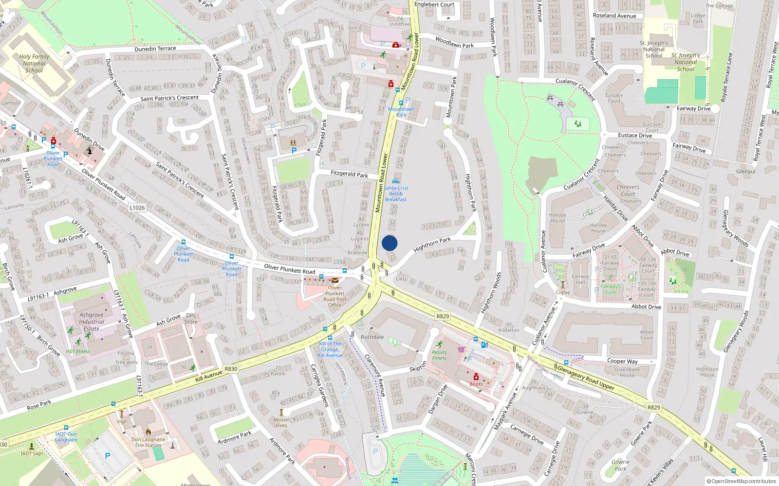 Overhead map showing the location of 35 Mounttown Road Lower, Mountashton