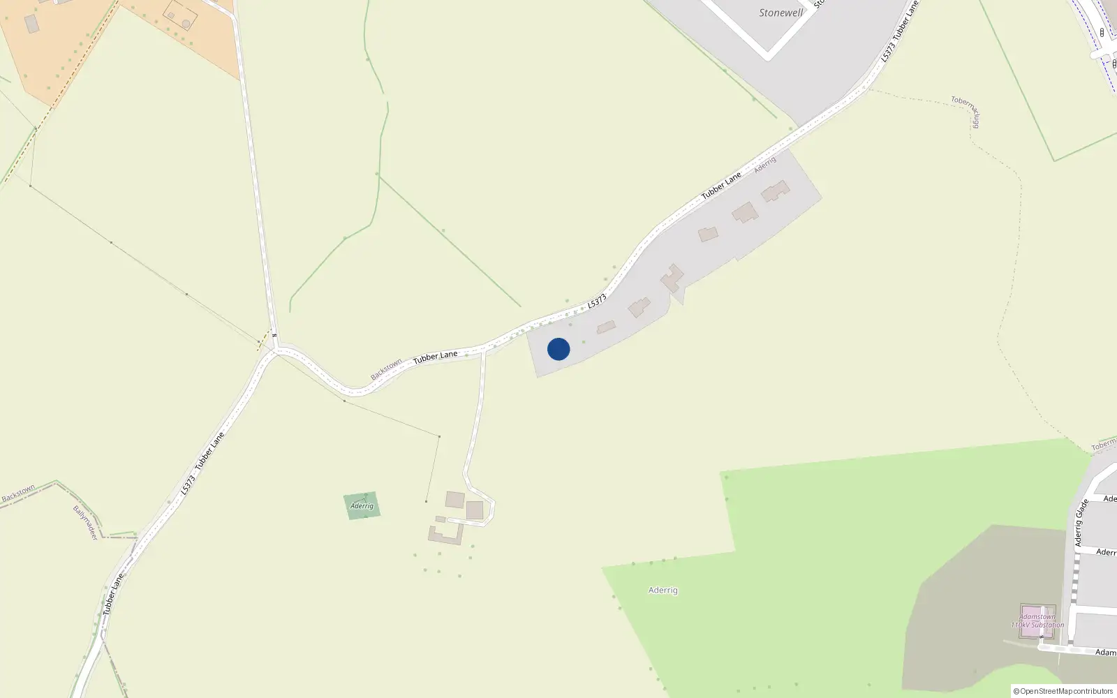 Overhead map showing the location of Aderrig, Co. Dublin