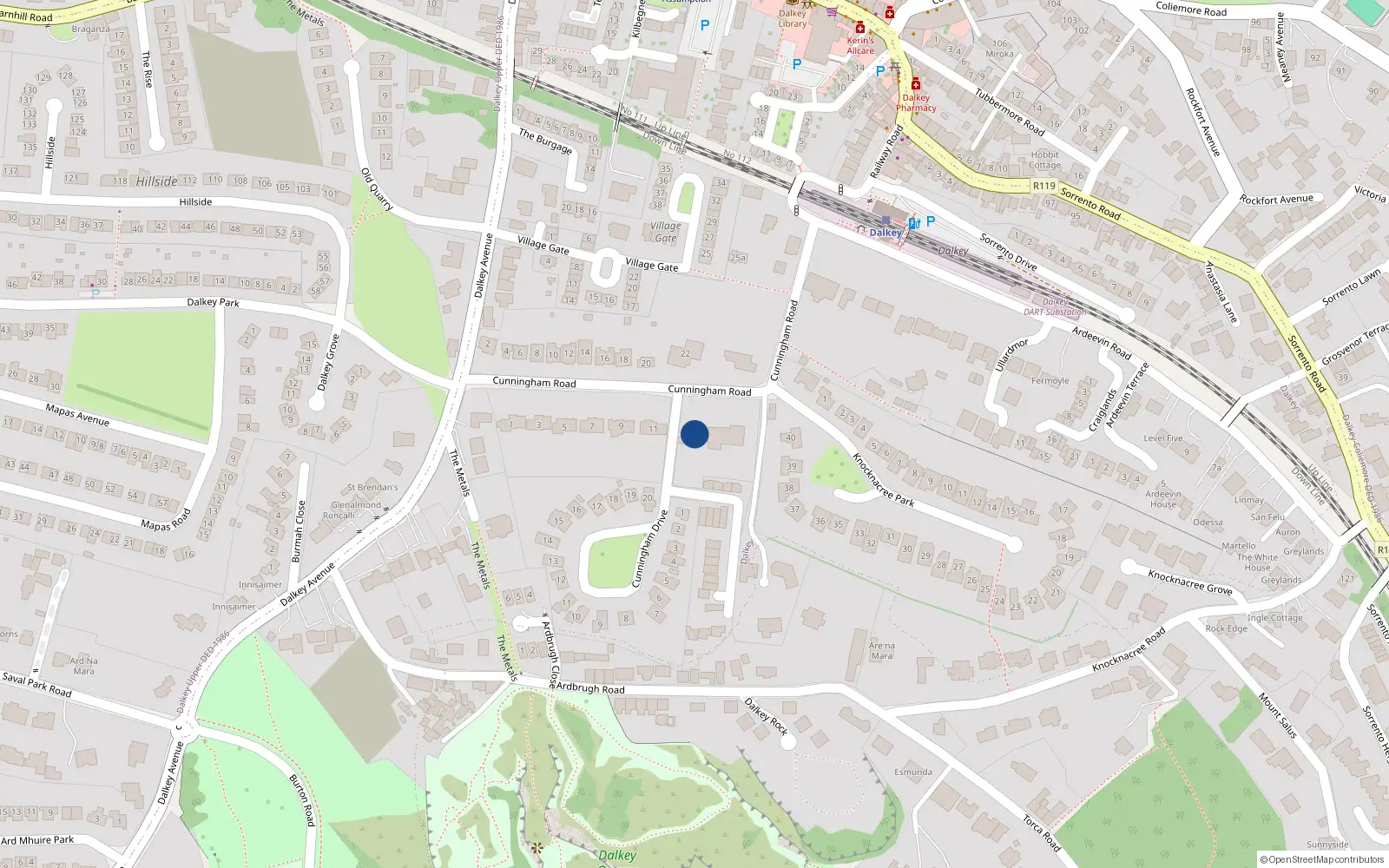 Overhead map showing the location of Dalkey, Dublin, Co. Dublin