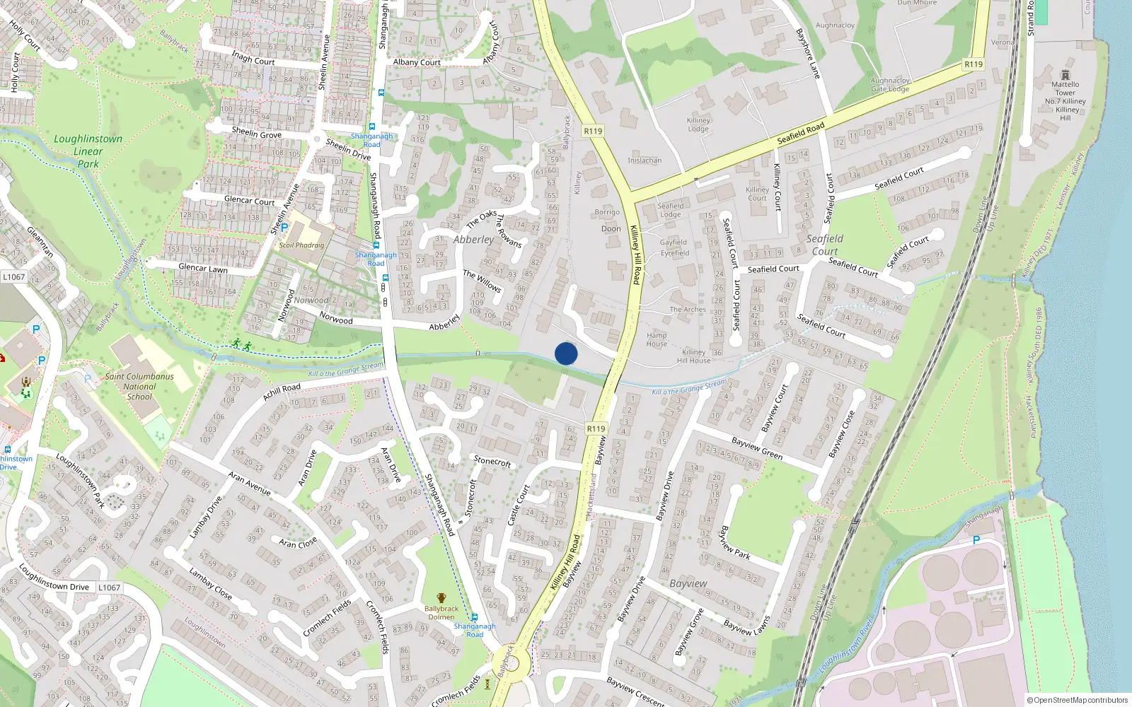 Overhead map showing the location of Ballybrack, Dublin, Co. Dublin