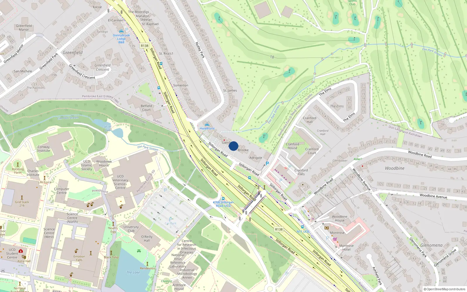 Overhead map showing the location of 178 Stillorgan Road, Priesthouse