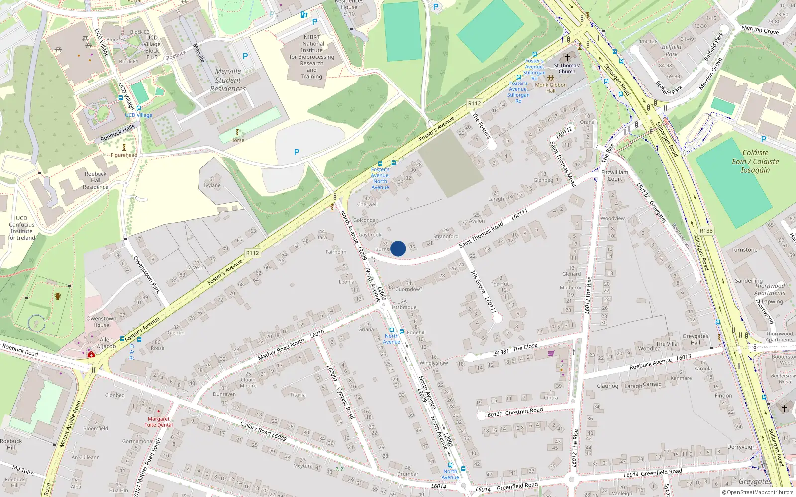Overhead map showing the location of Mount Merrion, Dublin, Co. Dublin