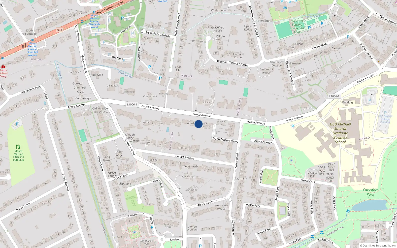 Overhead map showing the location of Stillorgan Grove, Dublin, Co. Dublin