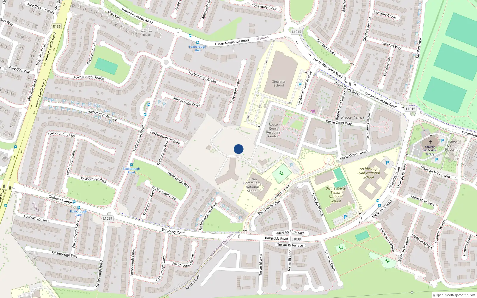Overhead map showing the location of Balgaddy, Lucan, Co. Dublin