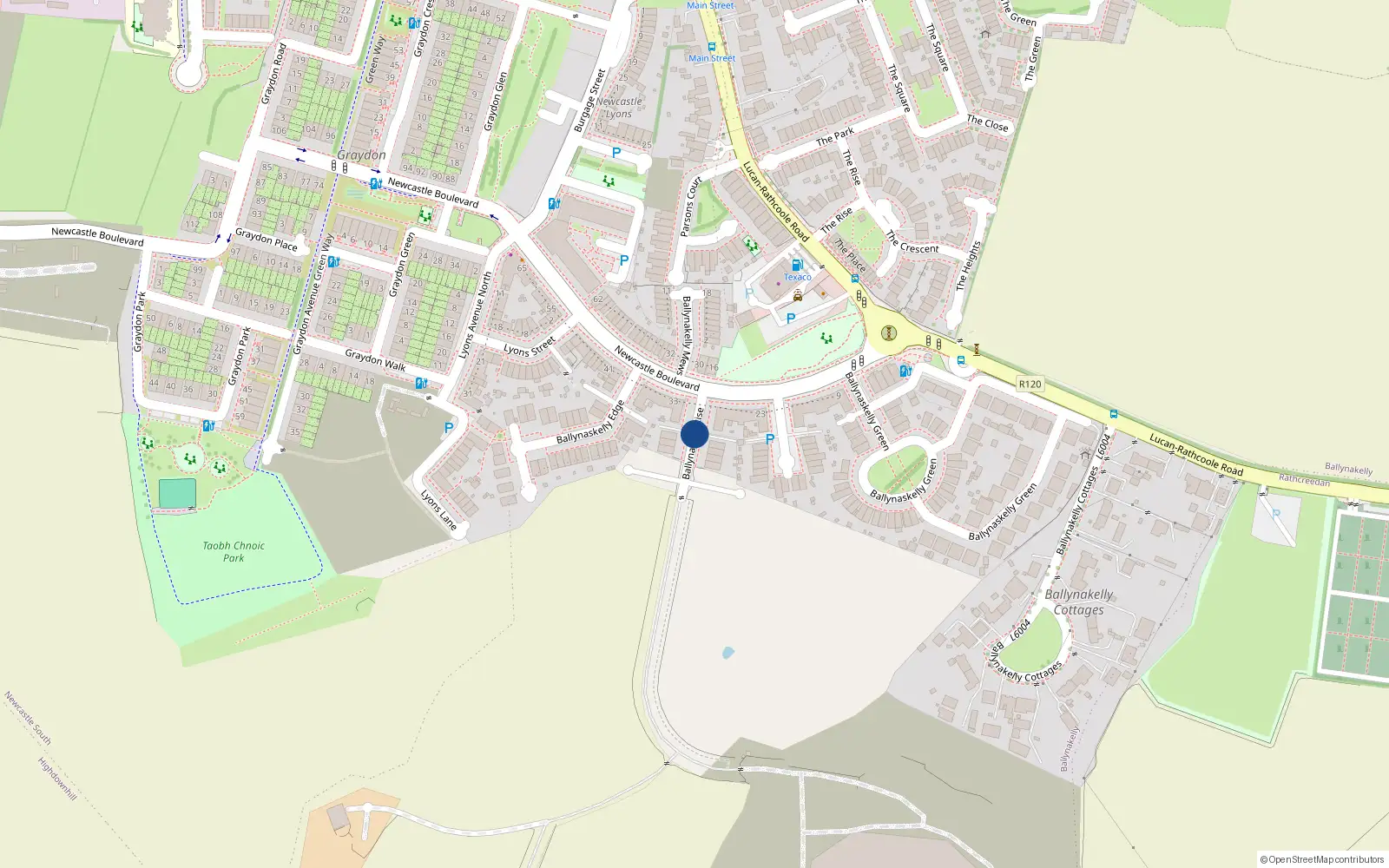 Overhead map showing the location of Ballynakelly Rise, Ballynakelly