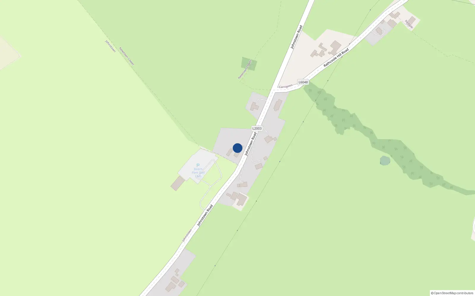 Overhead map showing the location of Kilteel Road, Rathcoole