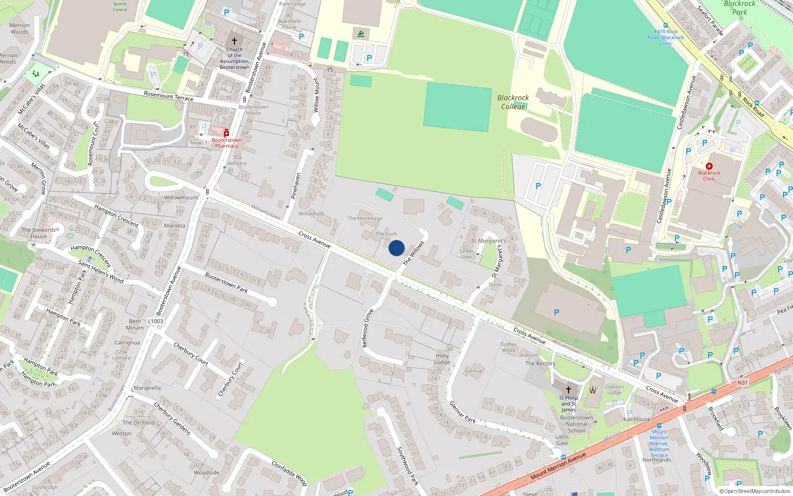 Overhead map showing the location of Williamstown, Dublin, Co. Dublin