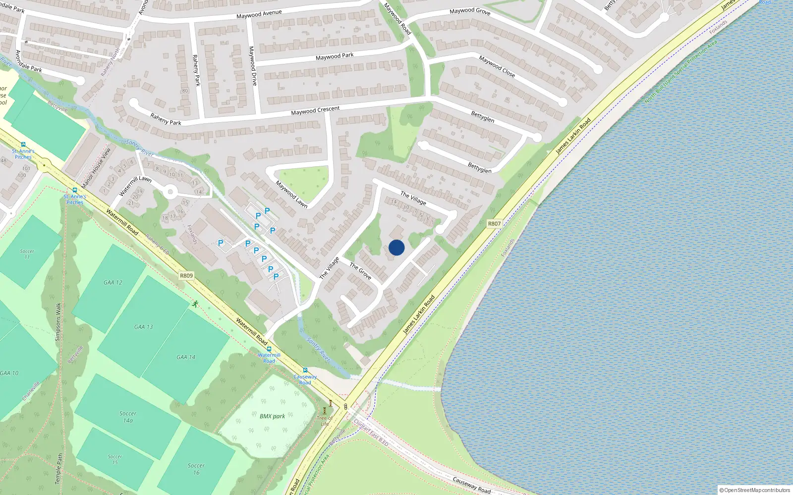 Overhead map showing the location of The Village, Dublin 5