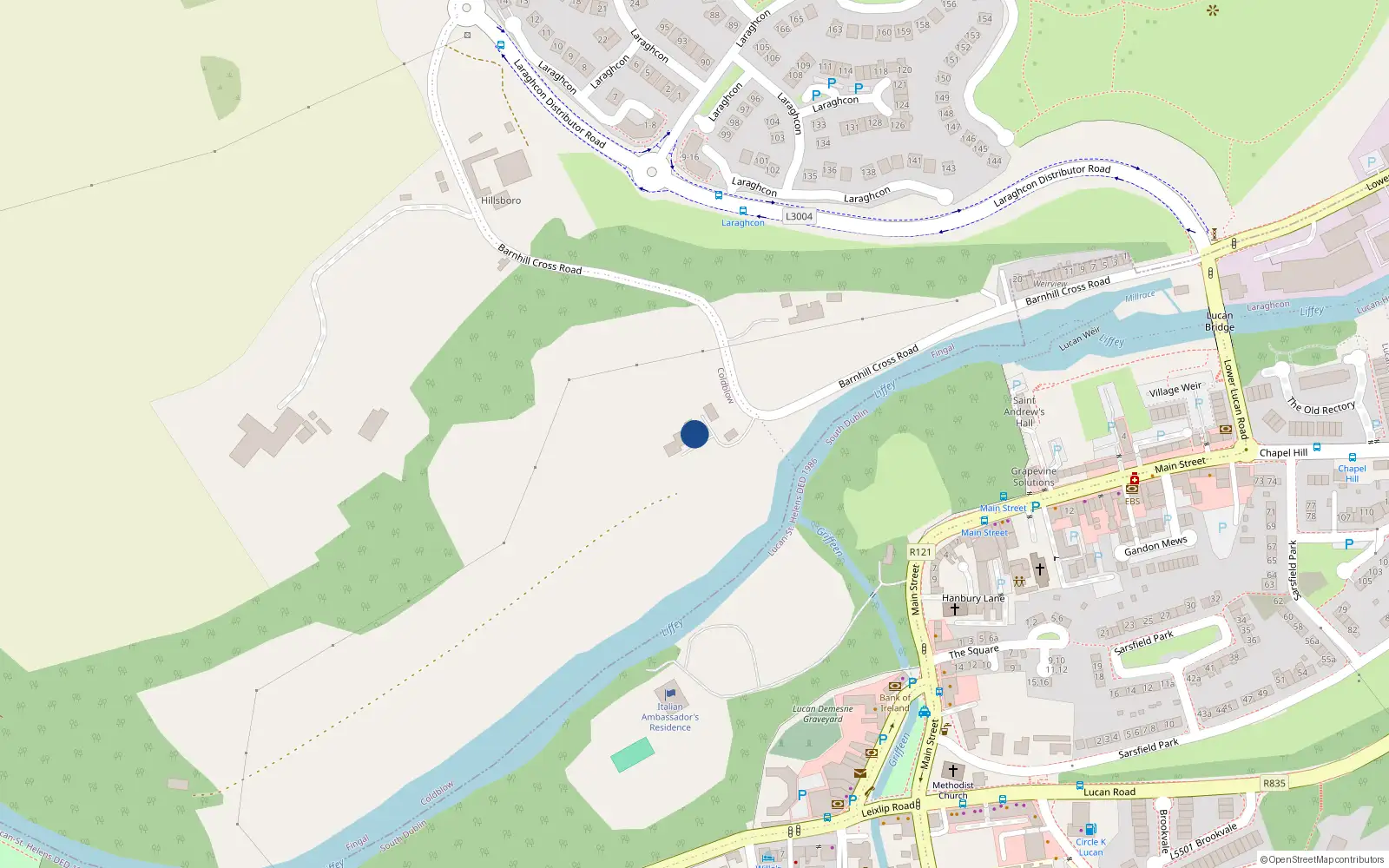 Overhead map showing the location of Clonee Road, Lucan