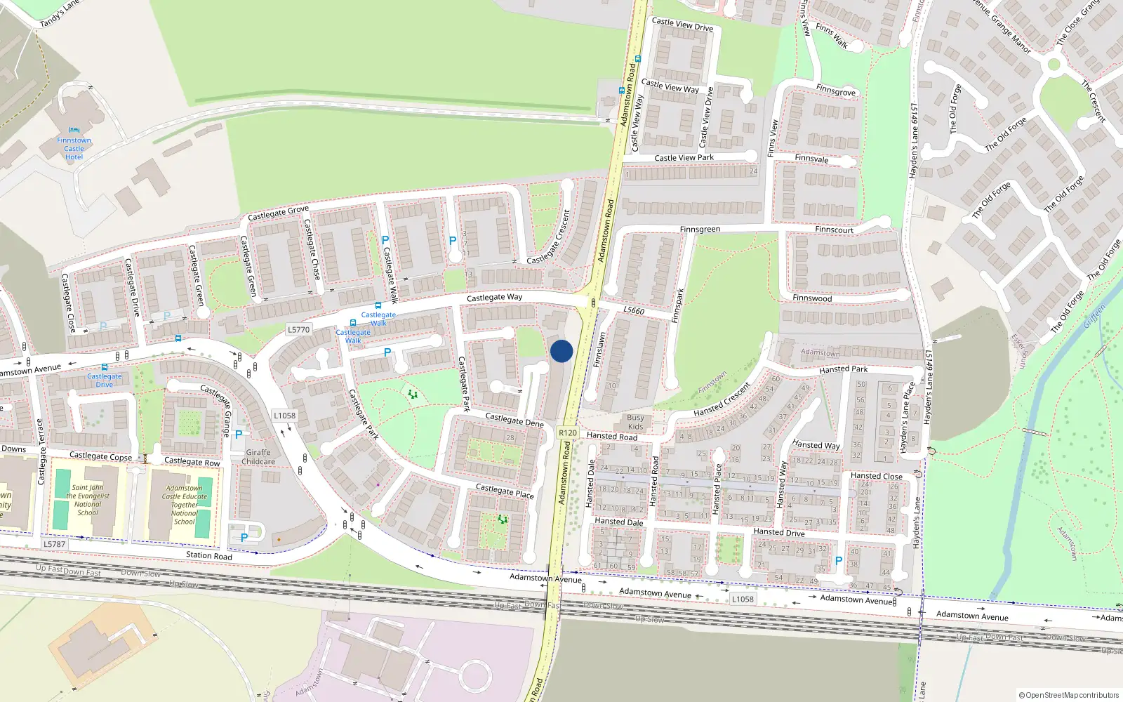 Overhead map showing the location of Block 30, 30 Adamstown Avenue, Lucan